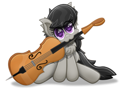 Size: 3500x2593 | Tagged: safe, artist:sol-r, imported from derpibooru, octavia melody, earth pony, pony, :3, cello, chest fluff, cute, ear fluff, female, heart eyes, high res, mare, mouth hold, musical instrument, simple background, sitting, solo, tavibetes, transparent background, wingding eyes