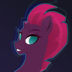 Size: 3600x3600 | Tagged: safe, artist:77jessieponygames77, imported from derpibooru, tempest shadow, pony, unicorn, broken horn, bust, female, high res, horn, mare, no pupils, solo