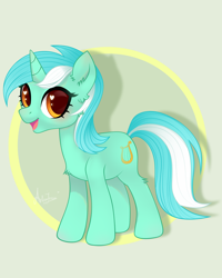 Size: 2800x3500 | Tagged: safe, artist:77jessieponygames77, imported from derpibooru, lyra heartstrings, pony, unicorn, chest fluff, circle background, ear fluff, female, heart eyes, high res, mare, open mouth, simple background, smiling, solo, tan background, wingding eyes