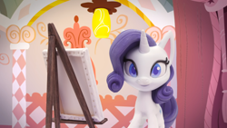 Size: 1920x1080 | Tagged: safe, imported from derpibooru, screencap, rarity, pony, unicorn, my little pony: stop motion short, rarity's paintful pony portrait, canvas, carousel boutique, female, solo, stop motion