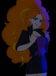 Size: 1920x2591 | Tagged: safe, artist:amazingpuffhair, imported from derpibooru, adagio dazzle, human, siren, equestria girls, breasts, cleavage, clothes, collar, disguise, disguised siren, doodle, female, humanized, jacket, leather jacket, skirt, solo