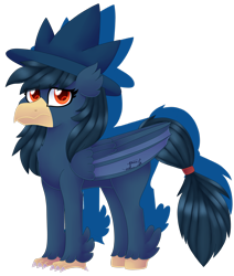 Size: 1920x2264 | Tagged: safe, artist:spokenmind93, imported from derpibooru, oc, oc only, bird, crow, hippogriff, hybrid, murkrow, bat wings, hippogriff oc, pokémon, ponymon, solo, wings