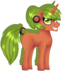 Size: 1920x2248 | Tagged: safe, artist:spokenmind93, imported from derpibooru, oc, oc only, pony, unicorn, female, grin, hair accessory, pokémon, ponymon, ponytail, simple background, smiling, solo, solo female, transparent background