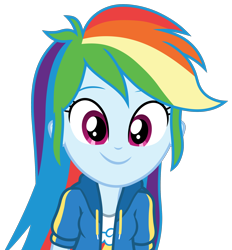 Size: 2160x2330 | Tagged: safe, artist:roseluck, imported from derpibooru, rainbow dash, human, equestria girls, equestria girls series, fluttershy's butterflies, clothes, cute, cutie mark, cutie mark on clothes, dashabetes, female, fluttershy's butterflies: dj pon-3, happy, high res, inkscape, jacket, looking at you, missing accessory, shirt, simple background, smiling, smiling at you, solo, t-shirt, transparent background, vector