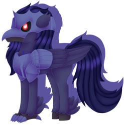 Size: 1920x1940 | Tagged: safe, artist:spokenmind93, imported from derpibooru, oc, oc only, hippogriff, armor, chest plate, corviknight, cybernetic eyes, helmet, hippogriff oc, pokémon, ponymon, red eyes, solo