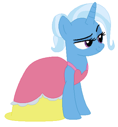 Size: 381x412 | Tagged: safe, artist:cheerful9, imported from derpibooru, trixie, pony, unicorn, clothes, dress, female, looking to the right, mare, simple background, solo, white background
