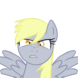 Size: 1080x1080 | Tagged: safe, artist:melonmilk, imported from derpibooru, derpy hooves, pegasus, pony, angry, bust, death stare, derpy hooves is not amused, female, mare, portrait, serious, show accurate, shrunken pupils, simple background, solo, spread wings, unamused, white background, wings