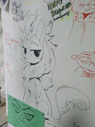 Size: 1000x1333 | Tagged: safe, artist:zazush-una, imported from derpibooru, kirin, 2021, cyrillic, irl, newbronycon, photo, rubronycon, russian, sketch