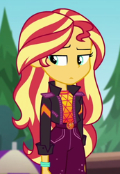 Size: 560x811 | Tagged: safe, imported from derpibooru, screencap, sunset shimmer, equestria girls, equestria girls series, sunset's backstage pass!, spoiler:eqg series (season 2), cropped, female, geode of empathy, magical geodes, music festival outfit, solo