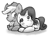 Size: 689x502 | Tagged: safe, artist:zutcha, imported from derpibooru, applejack, rarity, earth pony, pony, unicorn, duo, female, lesbian, lying down, monochrome, one eye closed, prone, rarijack, shipping