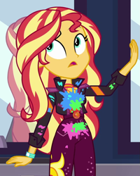 Size: 797x997 | Tagged: safe, imported from derpibooru, screencap, sunset shimmer, equestria girls, equestria girls series, sunset's backstage pass!, spoiler:eqg series (season 2), cropped, female, geode of empathy, magical geodes, music festival outfit, solo