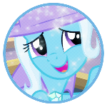 Size: 150x150 | Tagged: safe, artist:hexedits, imported from derpibooru, trixie, pony, unicorn, cape, clothes, female, hat, icon, mare, open mouth, open smile, smiling, solo, trixie's cape, trixie's hat