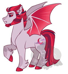 Size: 600x649 | Tagged: safe, artist:lavvythejackalope, imported from derpibooru, oc, oc only, bat pony, pony, bat pony oc, bat wings, colored hooves, hoof fluff, raised hoof, solo, wings