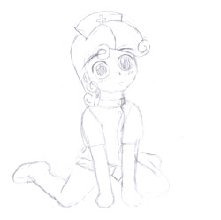 Size: 1322x1312 | Tagged: safe, artist:crade, sweetie belle, human, female, humanized, monochrome, nurse outfit, sketch, solo, solo female, young