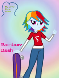 Size: 600x800 | Tagged: safe, artist:desireesamaniego, imported from derpibooru, rainbow dash, equestria girls, 2000s, female, skateboard, solo