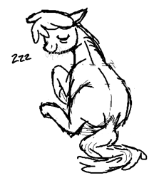 Size: 359x403 | Tagged: safe, artist:hereformares, berry punch, berryshine, earth pony, pony, eyes closed, monochrome, simple background, sleeping, smiling, whiskers