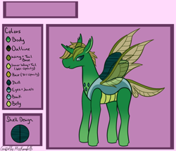 Size: 1750x1500 | Tagged: safe, artist:misskanabelle, imported from derpibooru, oc, oc only, oc:spring roll, changedling, changeling, abstract background, changedling oc, changeling oc, male, reference sheet, signature, solo