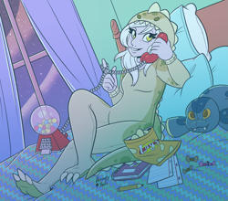 Size: 2305x2025 | Tagged: safe, artist:vexinglyyours, imported from derpibooru, oc, oc only, oc:fossil fluster, dinosaur, human, equestria girls, animal costume, animal onesie, chips, clothes, costume, dinosaur costume, equestria girls-ified, food, gumball machine, high res, kigurumi, notepad, onesie, pencil, phone, plushie