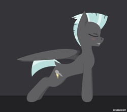 Size: 1807x1600 | Tagged: safe, artist:pegasko, imported from derpibooru, thunderlane, pegasus, pony, blushing, folded wings, lineless, side view, simple background, smiling, solo, wings