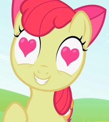 Size: 640x720 | Tagged: safe, imported from derpibooru, screencap, apple bloom, scootaloo, earth pony, pony, lesson zero, cropped, female, filly, heart eyes, solo focus, want it need it, wingding eyes