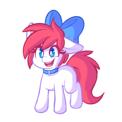 Size: 1250x1250 | Tagged: safe, artist:comfytail, imported from derpibooru, oc, oc:peppermint, pony, collar, ribbon, simple background, white background