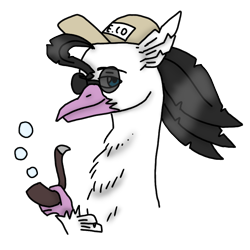 Size: 768x768 | Tagged: safe, artist:agdapl, imported from derpibooru, hippogriff, bubble, bust, crossover, hat, hippogriffied, male, medic, pipe, simple background, smiling, species swap, sunglasses, team fortress 2, transparent background