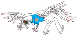 Size: 3795x1787 | Tagged: safe, artist:agdapl, imported from derpibooru, hippogriff, clothes, crossover, feathered fetlocks, female, flying, hippogriffied, looking back, rule 63, simple background, sniper, solo, species swap, team fortress 2, transparent background, wings