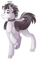 Size: 2000x3100 | Tagged: safe, artist:kikirdcz, imported from derpibooru, oc, oc only, pegasus, pony, black sclera, choker, colored wings, high res, male, simple background, solo, spiked choker, stallion, transparent background, wings