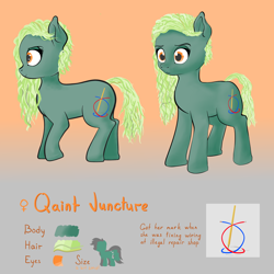 Size: 4256x4256 | Tagged: safe, artist:cartonboxonstreet, imported from derpibooru, oc, oc only, oc:quaint juncture, earth pony, pony, absurd resolution, earth pony oc, female, mare, reference sheet, smiling, solo