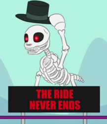 Size: 449x518 | Tagged: safe, artist:mkogwheel, artist:mkogwheel edits, edit, imported from derpibooru, earth pony, pony, skeleton pony, bone, cropped, hat, hat tip, mr. bones, mr. bones' wild ride, red eyes, skeleton, smiling, spooky scary skeleton, the ride never ends, top hat