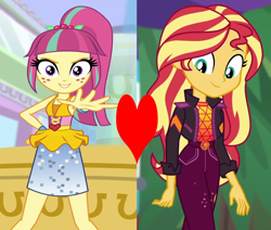 Size: 1092x926 | Tagged: safe, imported from derpibooru, sour sweet, sunset shimmer, dance magic, equestria girls, equestria girls series, sunset's backstage pass!, spoiler:eqg series (season 2), spoiler:eqg specials, female, heart, lesbian, shipping, shipping domino, sourshimmer