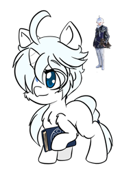 Size: 1668x2388 | Tagged: safe, artist:larrykitty, artist:php156, imported from derpibooru, pony, unicorn, alphinaud leveilleur, book, colt, crossover, final fantasy, final fantasy xiv, male, ponified, simple background