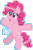 Size: 524x794 | Tagged: safe, artist:jazminakarainy, imported from derpibooru, pinkie pie, earth pony, pony, animated, bipedal, blue eyes, cutie mark, eye shimmer, open mouth, passepartout, pink body, pink hair, shiny, shiny mane, simple background, solo, standing, standing on one leg, sticker, transparent background, white border