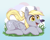 Size: 3005x2426 | Tagged: safe, artist:taytinabelle, imported from derpibooru, derpy hooves, butterfly, pegasus, pony, butterfly on nose, cute, derpabetes, dock, ear fluff, female, grass, happy, high res, insect on nose, lying down, mare, open mouth, simple background, smiling, solo, unshorn fetlocks