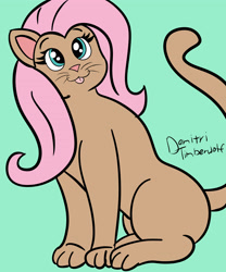 Size: 3000x3600 | Tagged: safe, artist:demitri, imported from derpibooru, fluttershy, cat, :p, catified, female, fluttercat, high res, newbie artist training grounds, solo, species swap, tail, tongue out, whiskers