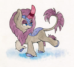 Size: 1280x1172 | Tagged: safe, artist:lost marbles, imported from derpibooru, maud pie, kirin, atg 2021, female, kirin-ified, newbie artist training grounds, solo, solo female, species swap, traditional art, watercolor painting