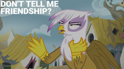 Size: 1280x720 | Tagged: safe, edit, edited screencap, editor:quoterific, imported from derpibooru, screencap, gilda, griffon, season 5, the lost treasure of griffonstone, female, jazz hands, open mouth, solo