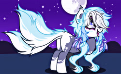 Size: 3599x2221 | Tagged: safe, artist:moonbatz, imported from derpibooru, oc, oc only, earth pony, pony, female, high res, mare, moon, night, solo, two tails