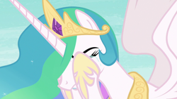 Size: 1920x1080 | Tagged: safe, imported from derpibooru, screencap, princess celestia, alicorn, pony, a royal problem, season 7, crown, crying, eyes closed, female, jewelry, mare, regalia, sad, sadlestia, solo