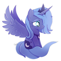 Size: 1024x1012 | Tagged: safe, artist:nnaly, imported from derpibooru, princess luna, alicorn, pony, female, filly, s1 luna, simple background, smiling, solo, spread wings, transparent background, wings, woona, younger