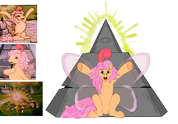 Size: 2000x1400 | Tagged: safe, artist:cutiecarbon, imported from derpibooru, rosedust, flutter pony, pony, my little pony 'n friends, the end of flutter valley, butterfly wings, eye in the sky, g1, illuminati, illuminati confirmed, my little pony, queen rosedust, spoilers for another series, sun, wings