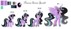 Size: 1280x533 | Tagged: safe, artist:lunerymish, imported from derpibooru, oc, oc only, oc:twivine sparkle, alicorn, pony, age progression, alicorn oc, female, horn, mare, solo, twivine sparkle, wings