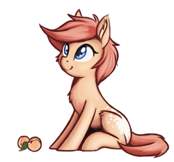 Size: 893x827 | Tagged: safe, artist:shydale, oc, oc only, earth pony, pony, apricot, simple background, sitting, smiling, white ackground