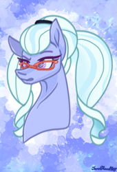 Size: 411x606 | Tagged: safe, artist:janeblood969, imported from derpibooru, sugarcoat, pony, bust, equestria girls ponified, female, glasses, mare, ponified, solo