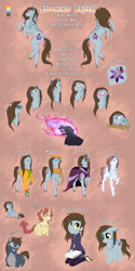 Size: 1732x3464 | Tagged: safe, artist:sinderynaralex, imported from derpibooru, oc, oc only, oc:blooming brush, oc:hammer thought, oc:sunday tulip, earth pony, pony, earth pony oc, female, high res, mare, reference sheet