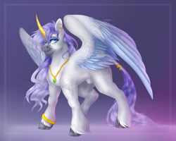 Size: 1280x1024 | Tagged: safe, artist:copshop, imported from derpibooru, oc, oc only, alicorn, pony, colored horn, horn, male, nudity, sheath, solo, stallion, two toned wings, wings