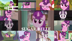 Size: 1280x721 | Tagged: safe, edit, edited screencap, editor:quoterific, imported from derpibooru, screencap, sugar belle, pony, unicorn, hard to say anything, marks for effort, season 5, season 7, season 8, season 9, the big mac question, the break up breakdown, the cutie map, spoiler:s08, spoiler:s09, angry, bipedal, crying, cute, dilated pupils, eyes closed, female, floppy ears, hooves on cheeks, madorable, mare, open mouth, puppy dog eyes, raised hoof, running, sad, sadorable, sleeping, solo, sugar belle is not amused, sugarbetes, sugarcube corner, unamused