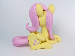 Size: 2560x1920 | Tagged: safe, artist:shine lawn, artist:sparkle40559933, imported from derpibooru, fluttershy, pegasus, pony, craft, cute, daaaaaaaaaaaw, irl, lying down, photo, prone, sculpture, shyabetes, solo