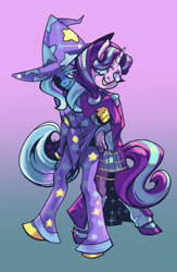 Size: 1033x1589 | Tagged: safe, artist:tinykirin, imported from derpibooru, starlight glimmer, trixie, anthro, unicorn, female, lesbian, ship, shipping, simple background, speedpaint available, startrix