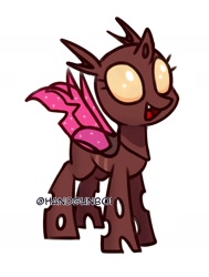 Size: 1057x1395 | Tagged: safe, artist:handgunboi, imported from derpibooru, oc, oc:junebug, changeling, brown changeling, commission, female, solo